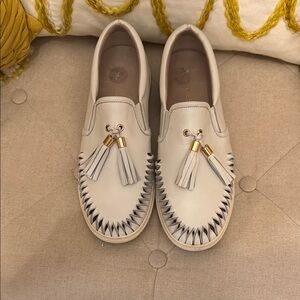 J/SLIDES White Moccasins with Tassels